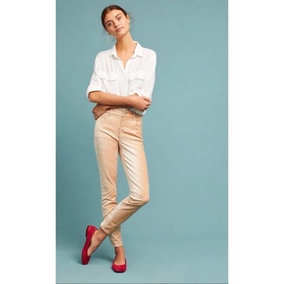 Pilcro and the Letterpress Velvet Polka Dot High-Rise Skinny Ankle Jeans, 24P - Picture 1 of 16